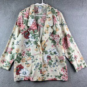 Bedford Fair Women Multi Color Blazer Jacket Floral Print Vintage 90's Size 12